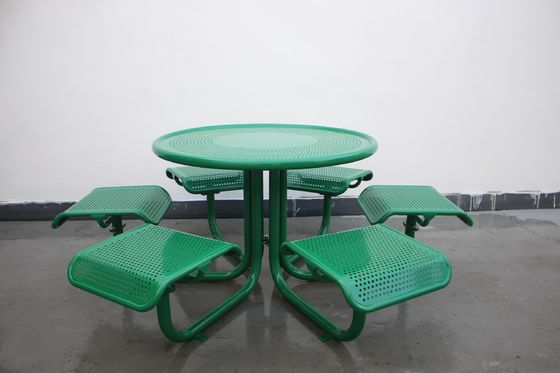 Outdoor Steel Round Picnic Tables And Chairs For Commercial Restaurant