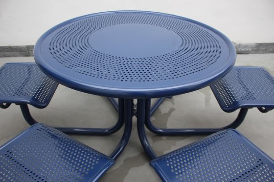 Outdoor Steel Round Picnic Tables And Chairs For Commercial Restaurant