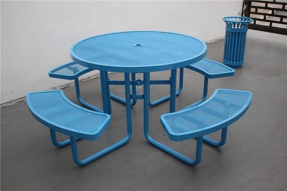 Commercial Steel Outdoor Picnic Tables And Chairs Round Shape