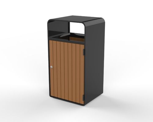 Gavin Outdoor Commercial Wood And Metal Trash Can Outside Garden Large Dustbin Street Park Wooden Public Waste Bin