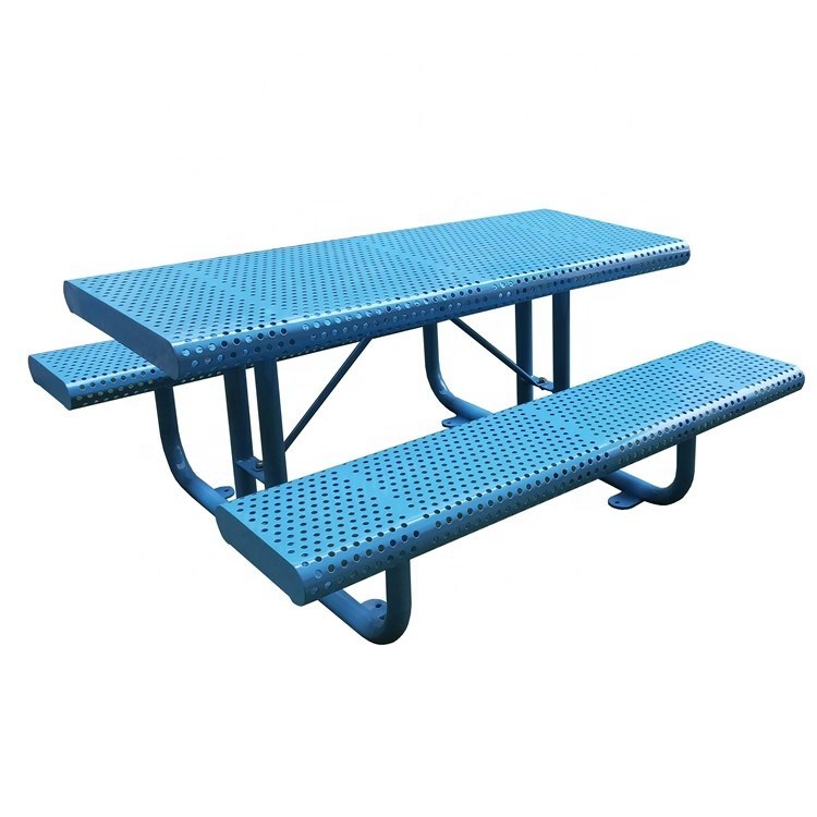 Outdoor perforated metal picnic table for kids steel iron small outdoor picnic table for children