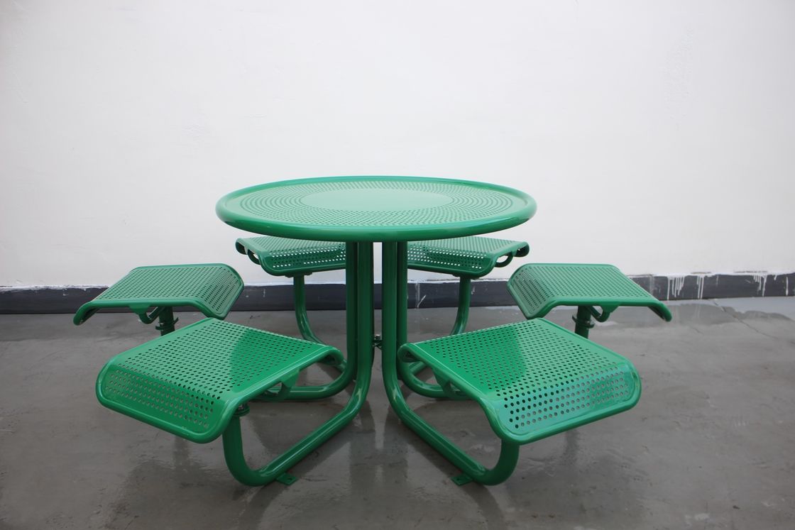Outdoor Steel Round Picnic Tables And Chairs For Commercial Restaurant